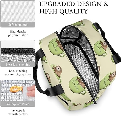 Miniatura 6 de Sloth Coffee Cup Lunch Box for Women Men Insulated Lunch Bag Reusable Lunch Tote Bag Lunch Container