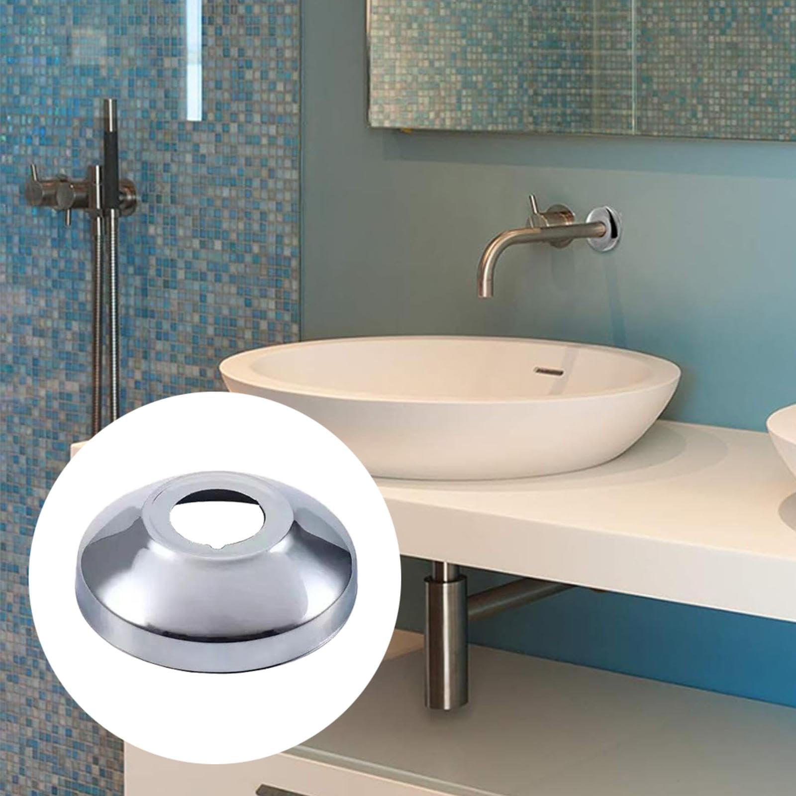 2 pezzi rosette in acciaio inox, piastre di copertura per rubinetti doccia, accessori decorativi per rubinetti, coperture flangia per lavelli e lavandini