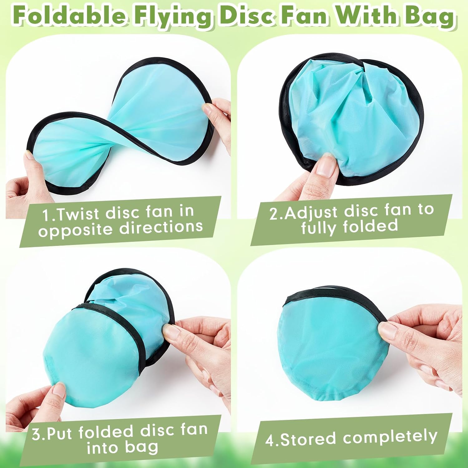 36 Pack Foldable Flying Disc Fans, End of Year Student Gifts Bulk, Summer Beach Flying Discs with Bags Cards, Pocket Hand Fans for Outdoor Games, Classroom Prizes, Summer Party Favors