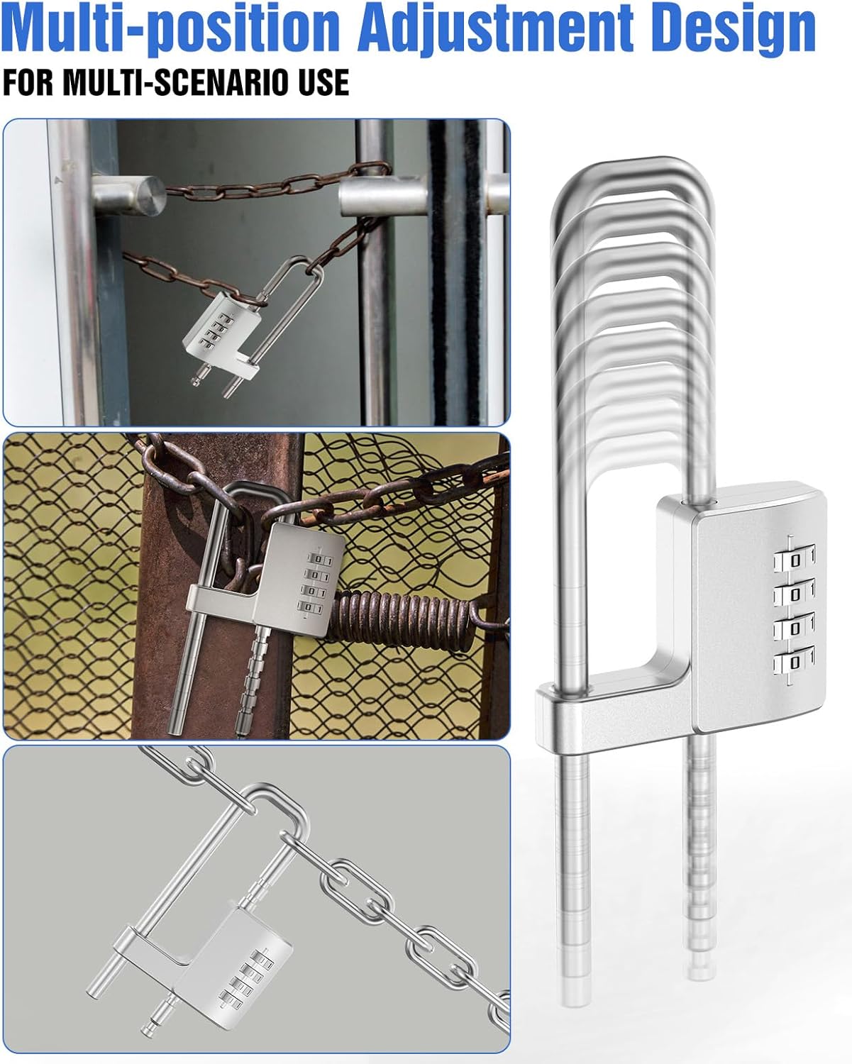 Cabinet Lock with Code, 4 Digit Combination Padlock for School Gym Locker, Sports Lockers, Wardrobes, Pet Door Locks, Luggage Suitcase, Cabinet Door Handle Locks (Silver - 2pcs)