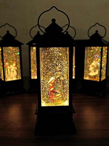 Miniatura 8 de DRomance Nativity Music - Linterna de globo de nieve musical de la Natividad con temporizador, funciona con pilas y alimentada por USB, lámpara de