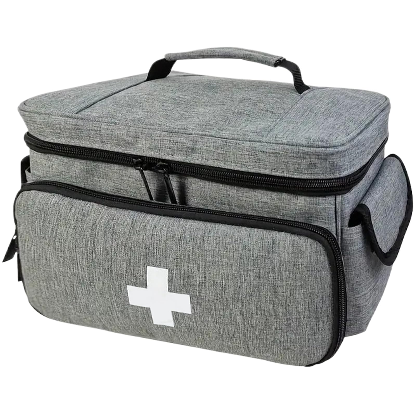 Leere Erste-Hilfe-Tasche, wasserdichter Erste-Hilfe-Organizer mit mehreren Taschen und Reißverschluss-Versorgungstasche mit Tragegriff oben für Zuhause, Büro, Auto, Reisen, Outdoor