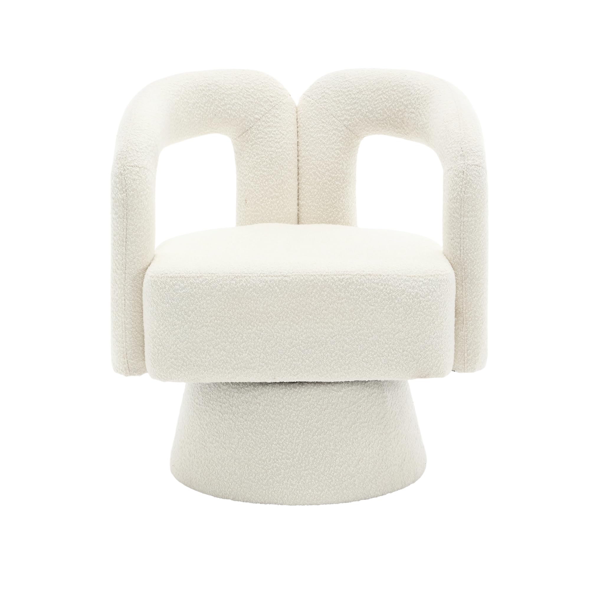 360 Grad Drehbare Kuschelfass-Akzentstühle, runde Sessel mit breiter Polsterung, Flauschiger Stoffsessel für Wohnzimmer, Schlafzimmer, Büro, Warteräume, Beige