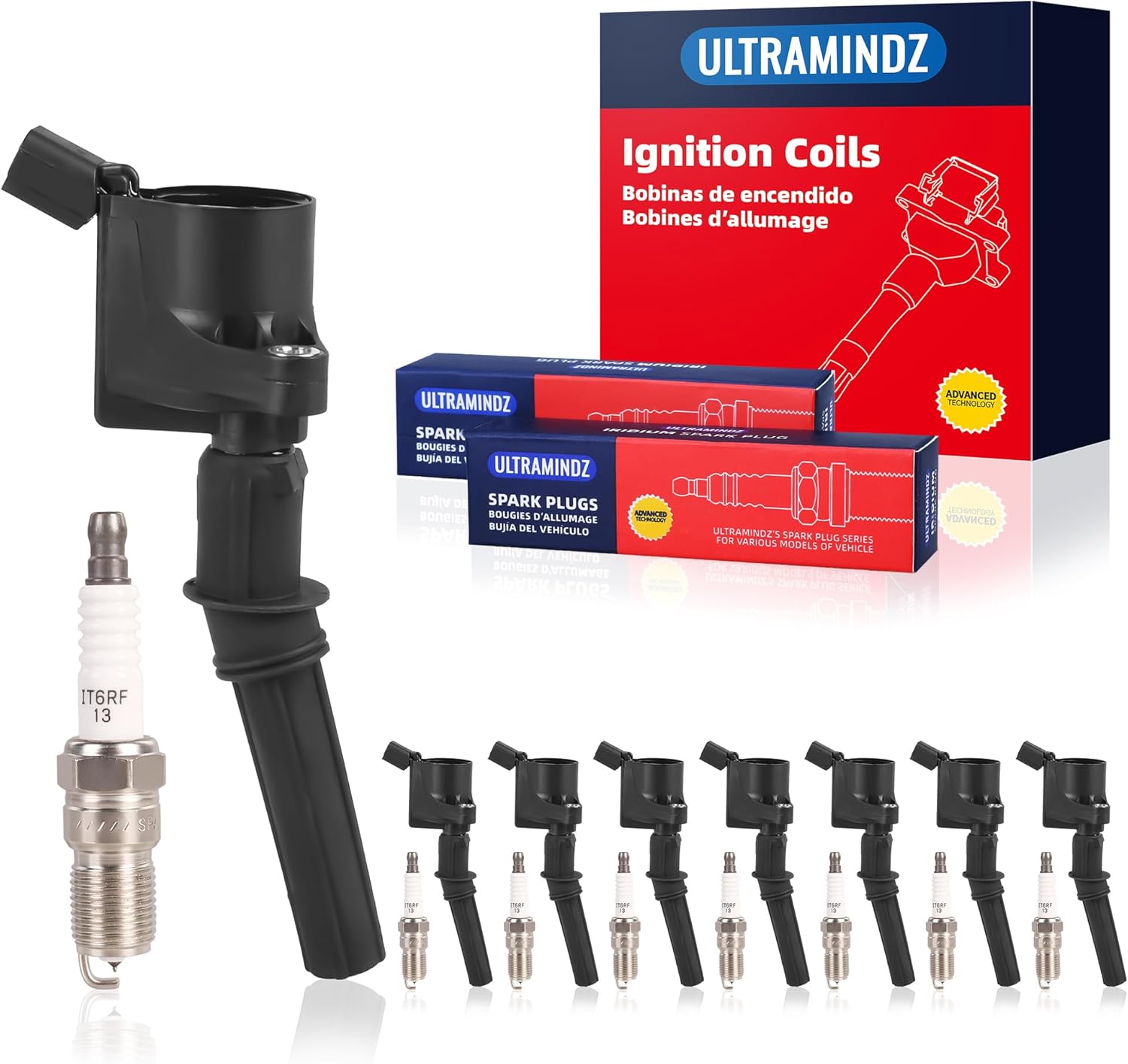 Ignition Coils DG508 & Spark Plugs for Ford 4.6 F150 E150 01-08 Expedition 01-04 Explorer 02-05 E250 03-08 Crown Vic 98-08 Mustang GT 99-04, Mountaineer 02-05 Town Car 98-05 Grand Marquis 98-11 SP493