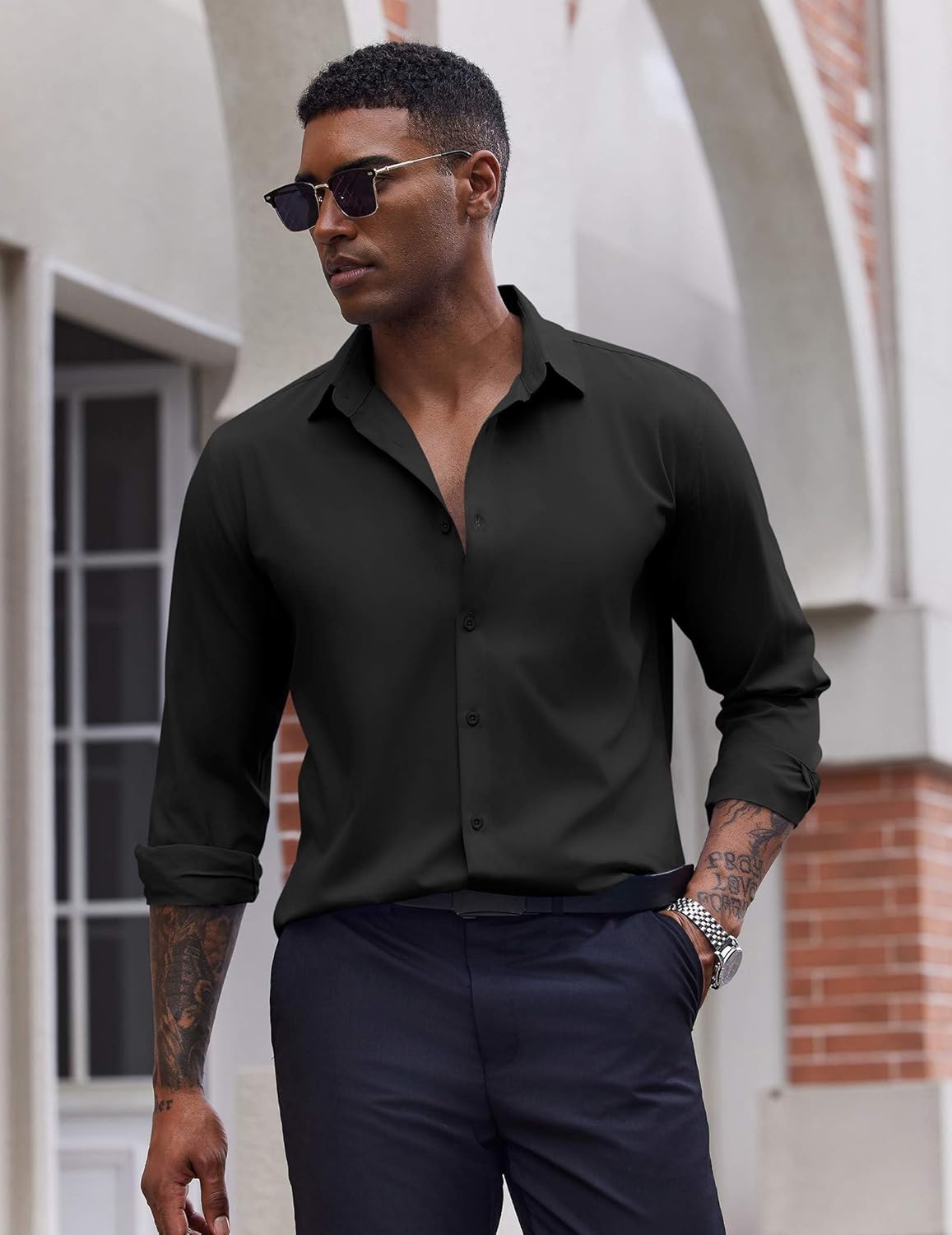 COOFANDY Men's Dress Shirts Long Sleeve Casual Button Down Shirt Solid Regular Fit Formal Business Shirts - Image 3