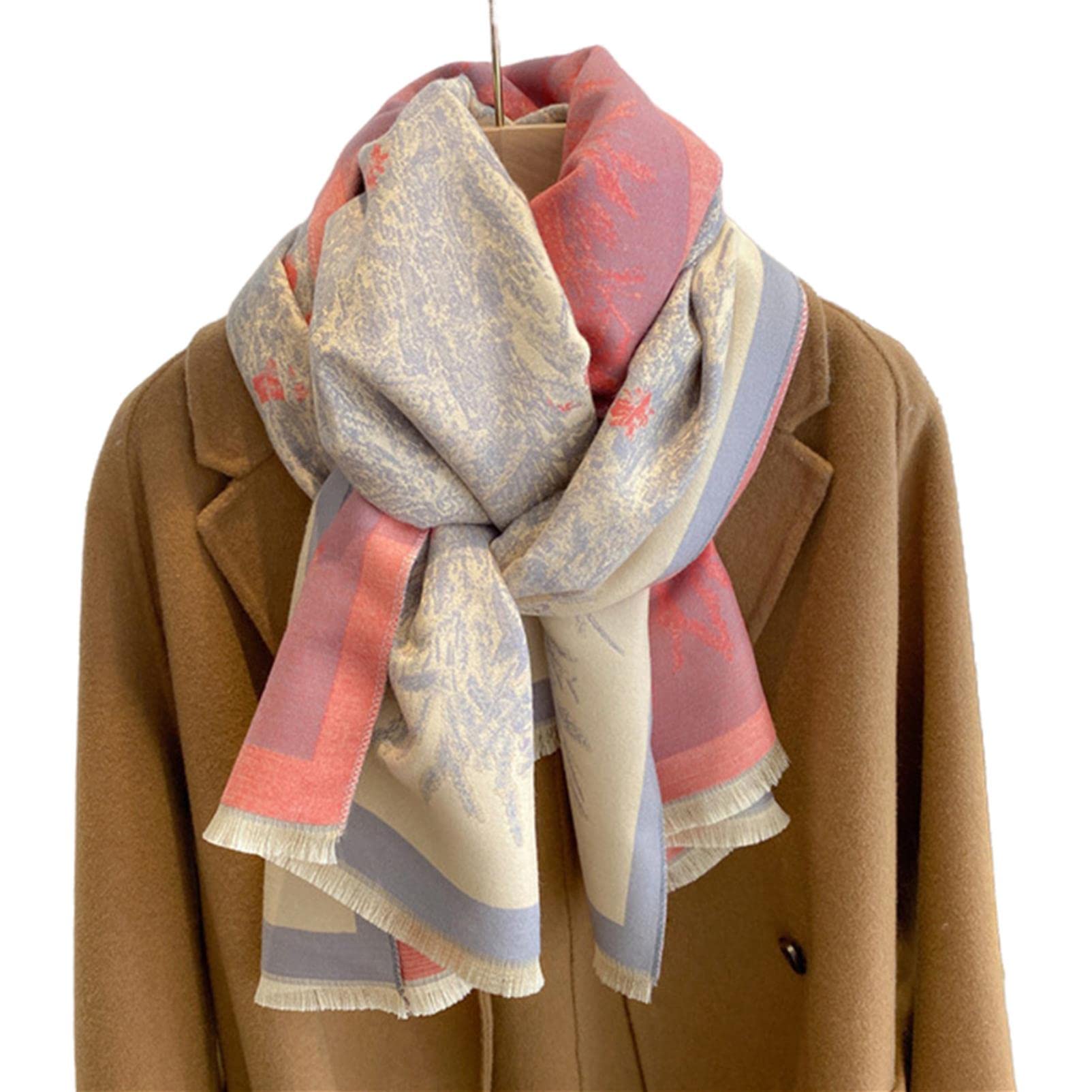 URYYRIT Sciarpa Women Scarf Cashmere Grande Scialle Floreale Stampato Flora di Pelo per Capelli.