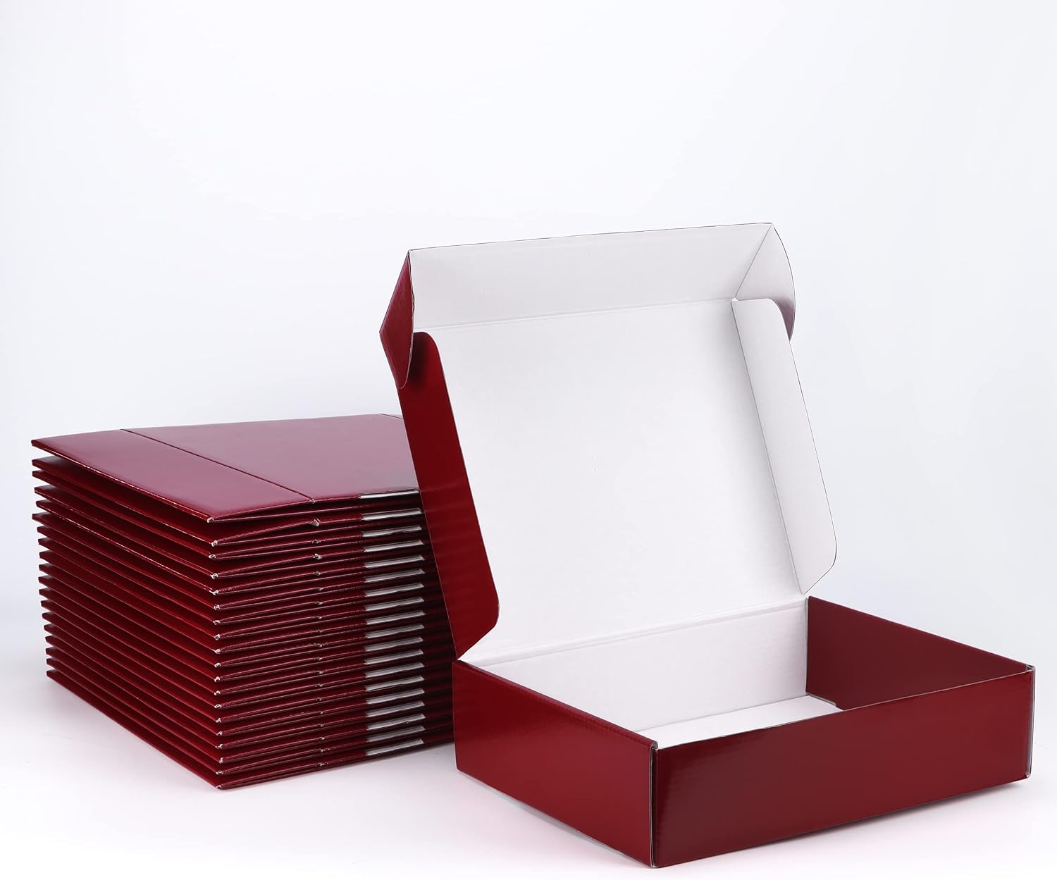 EYMPEU 12x9x3 Inches Gift Boxes Set of 20 Red Corrugated Cardboard Mailing Gift Wrap Boxes with Lids, Christmas Gift Wrapping, Small Business, Literature, Mailer