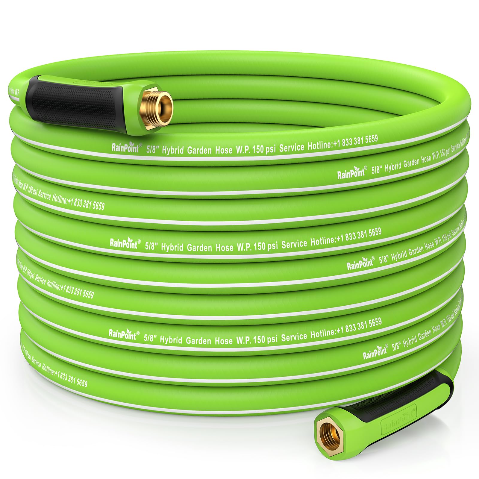 RAINPOINT Garden Hose 100ft - lightweight Heavy Duty Water Hose with Swivel Handle - Flexible, Hybrid Rubber, 5/8", Male to Female