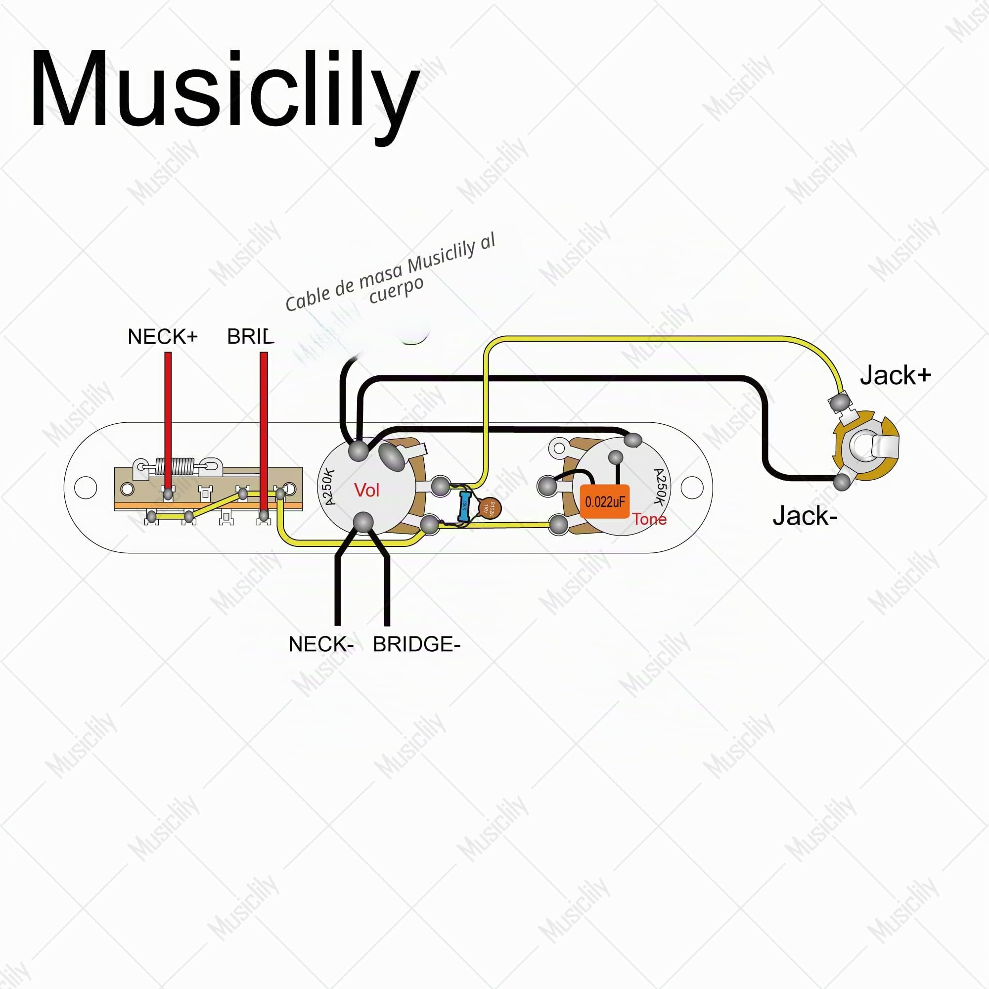 Musiclily Pro Guitarra Eléctrica Pre-cableado Kit de Electrónica para American Tele Style con Selector 3 Posiciones y 2A Potenciometros, Cromado