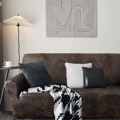 Miniatura 7 de Funda para sofá, fundas de sofá para sofás de cuero, fundas elásticas para sofá con textura similar al cuero, lavable, sin pelusas, antideslizante,