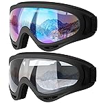 COOLOO Ski Goggles, 2 Pack Snow Goggles Snowboard Goggles for Men Women Kids - UV Protection Foam Anti-Scratch Dustproof