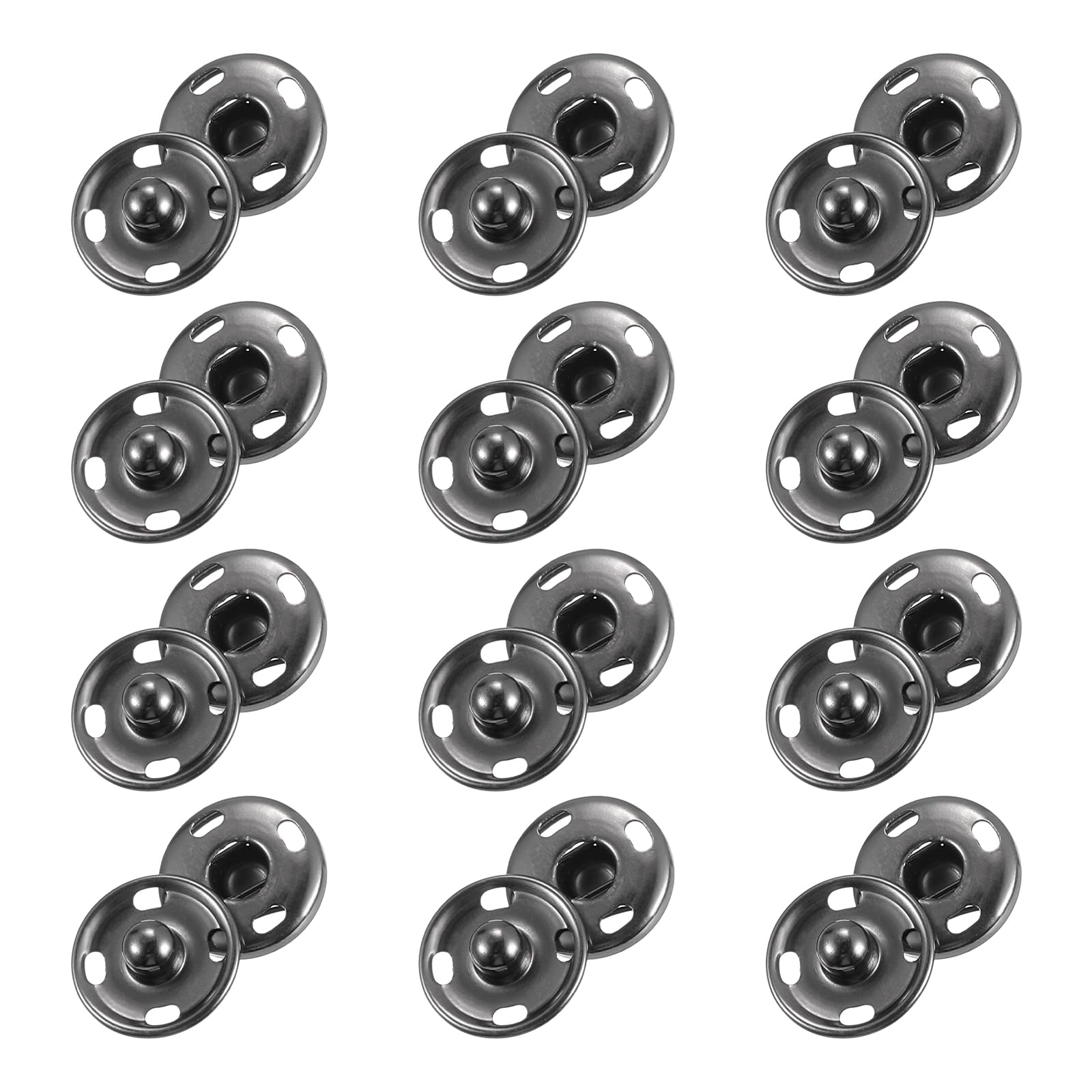 sourcing map 50 Sets Sewing Snap Buttons, 9mm Press Buttons Metal Snap Fasteners for Clothes DIY Crafts, Metallic Black