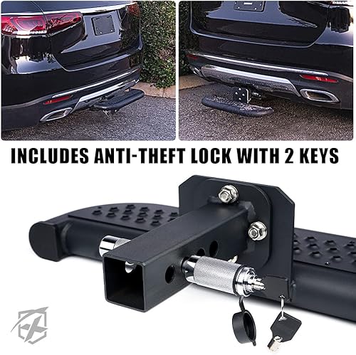 Miniatura 5 de Xprite Escalones de enganche de remolque de gran tamaño con cerraduras de enganche y tensor, enchufe receptor de remolque de 2 pulgadas, universal