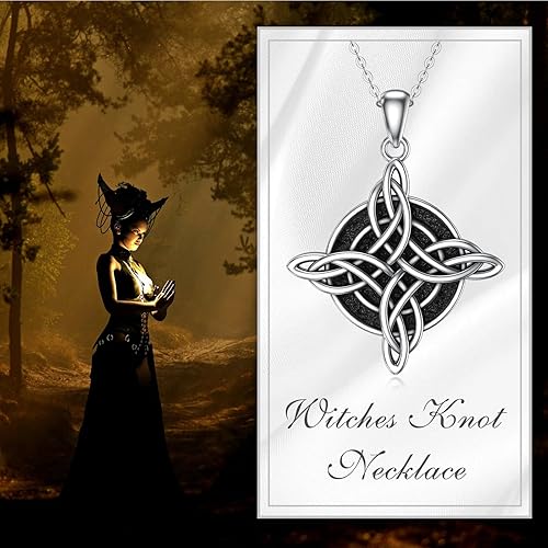 Miniatura 6 de YAFEINI Collar de nudo de brujas de plata de ley con nudo celta con dije de nudo celta, joyería pagana de bruja wiccana, regalos irlandeses para