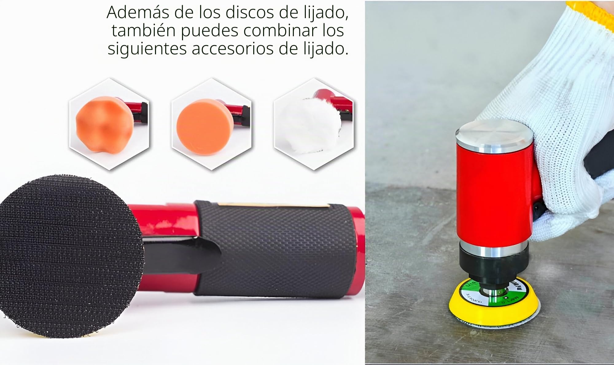 Nuevo afilador/pulidor angular de presión de aire de lijadora orbital de alto rendimiento Mini Rectángulo de lijado recto rojo largo de 50 mm y 75 mm (Rojo)