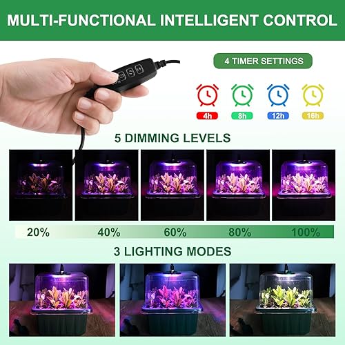 Miniatura 3 de GOONMILL Paquete de 10 bandejas de iniciación de semillas, kit de iniciación de plantas con cúpulas de humedad (bandeja total de 120 celdas) y base