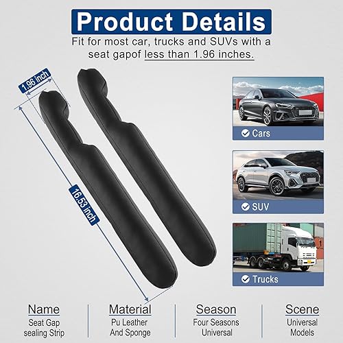 Miniatura 2 de UREHEPO Relleno de cuero para asiento de automóvil, SUV, camión, accesorios interiores de automóvil para evitar que las cosas se caigan, llenar el