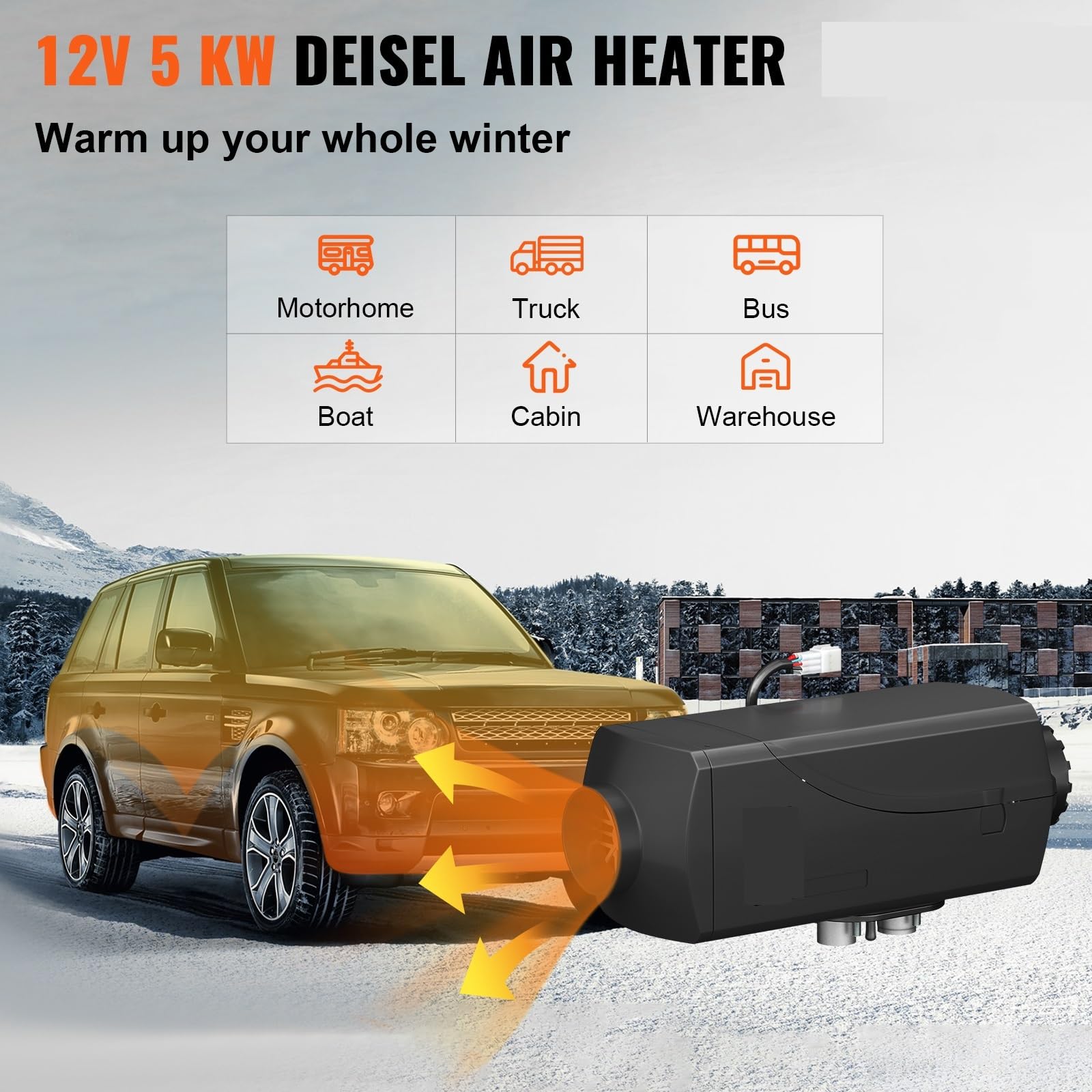 Calefactor de estacionamiento de 5 kW para Coche, 12 V, Aire, para autobús, Auto, Barco, yate, Autocaravana, Remolque, 5000 W, Aire, diésel.