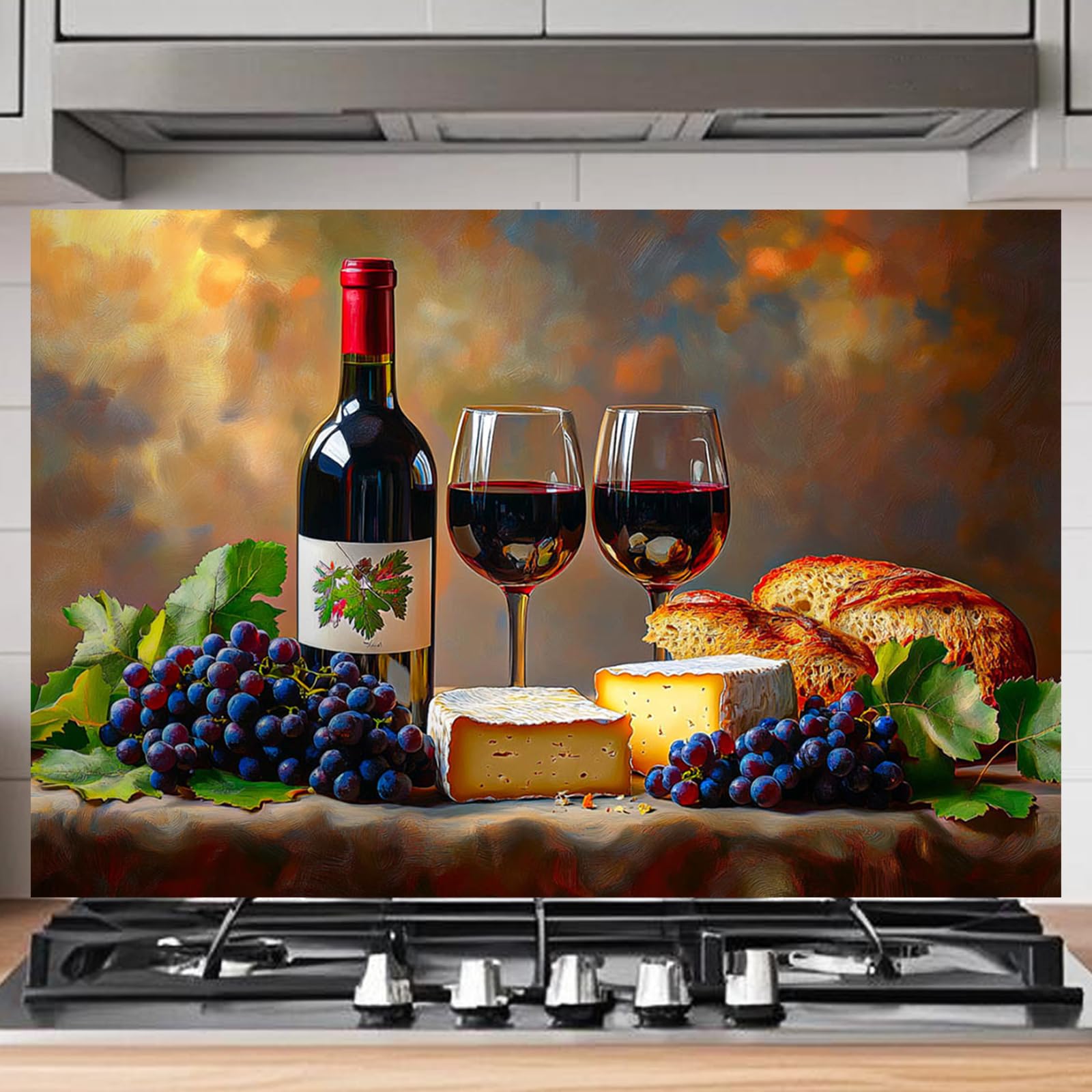 Nuxovilar Peel and Stick Backsplash Vintage Food Pattern Kitchen Backsplash Tile 17.72"x27.56", Peel and Stick Backsplash for Kitchen, Perfect for Dining Area, Wine Bar, Gourmet Space