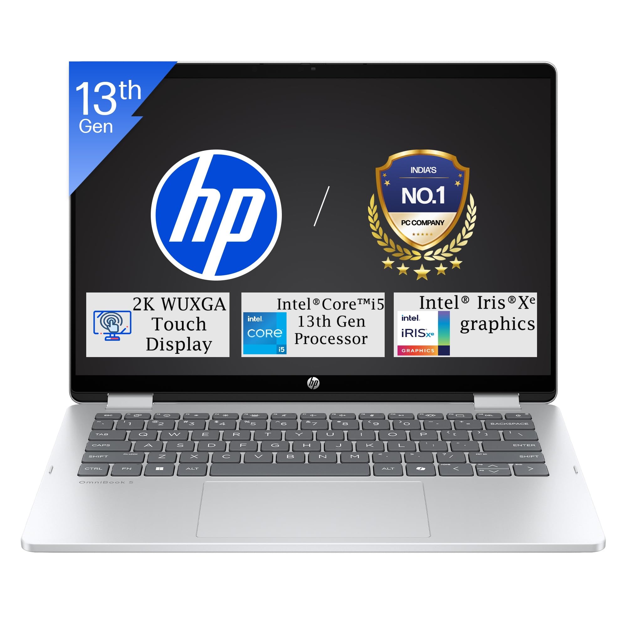 HP OmniBook 5 Flip,Intel Core i5 13th Gen 1334U (16GB LPDDR5,512GB SSD) 2K, WUXGA,Anti-Glare,300 nits,14''/35.6cm Touchscreen,Win11, M365 Basic(1yr), Office Home24, Silver,1.65kg, 5MP Camera, fp0789TU-image-20