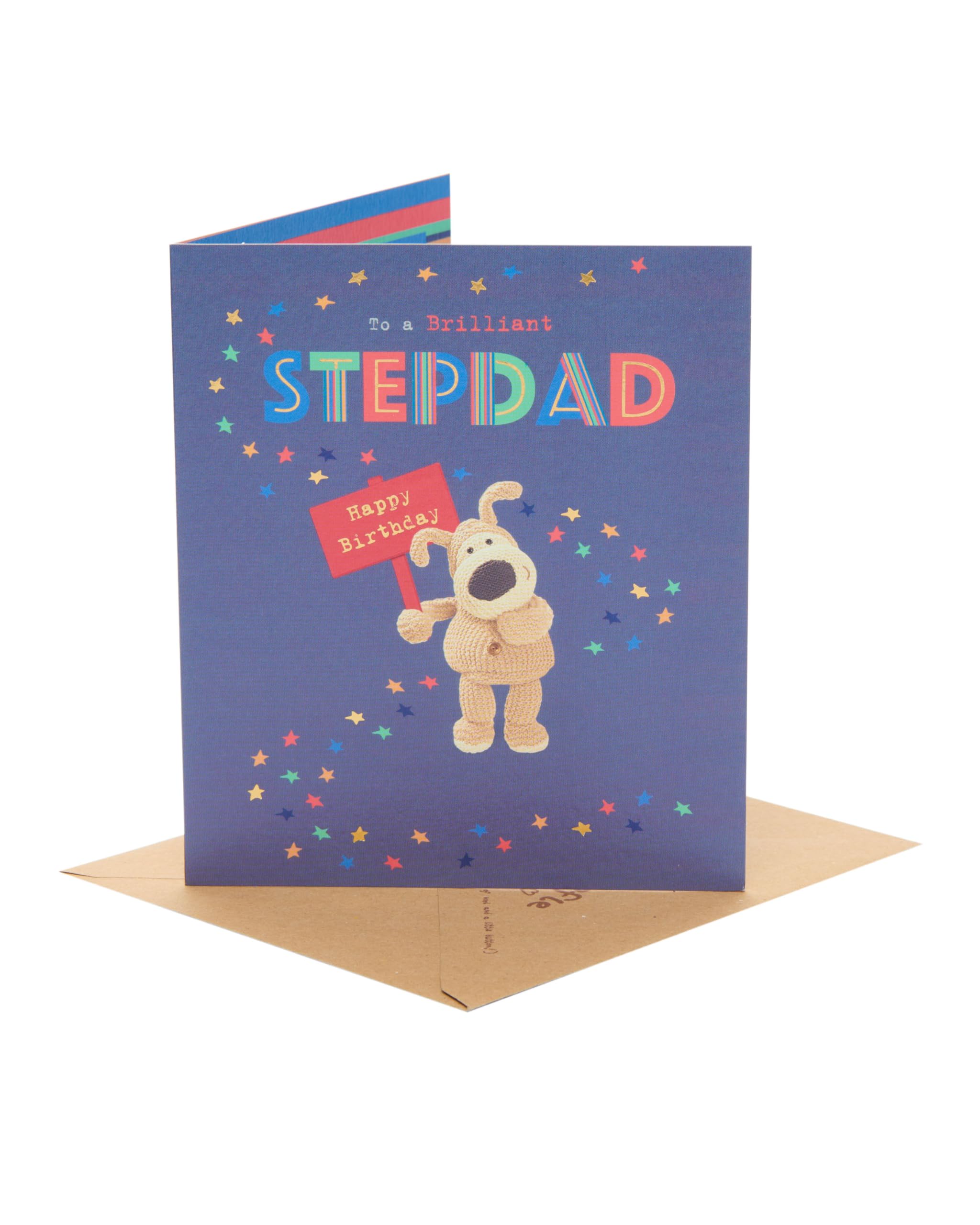 Boofle | Birthday Card for Stepdad | Happy Birthday Gifts | Him, Boys, Men | Cute Design | With Envelope | 18.4 x 15.9 cm