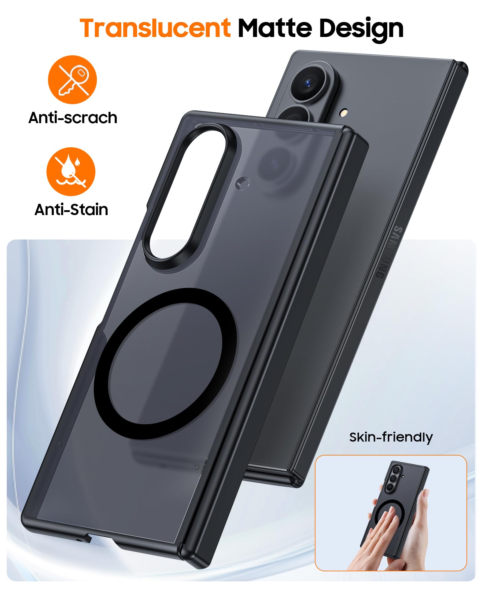 Vizvera Custodia trasparente per Samsung Galaxy Z-Fold-8 Ultra/Z Fold 7, con alimentazione magnetica, protezione per cerniera, sottile, pellicola protettiva antiurto, custodia per telefono per Z Fold