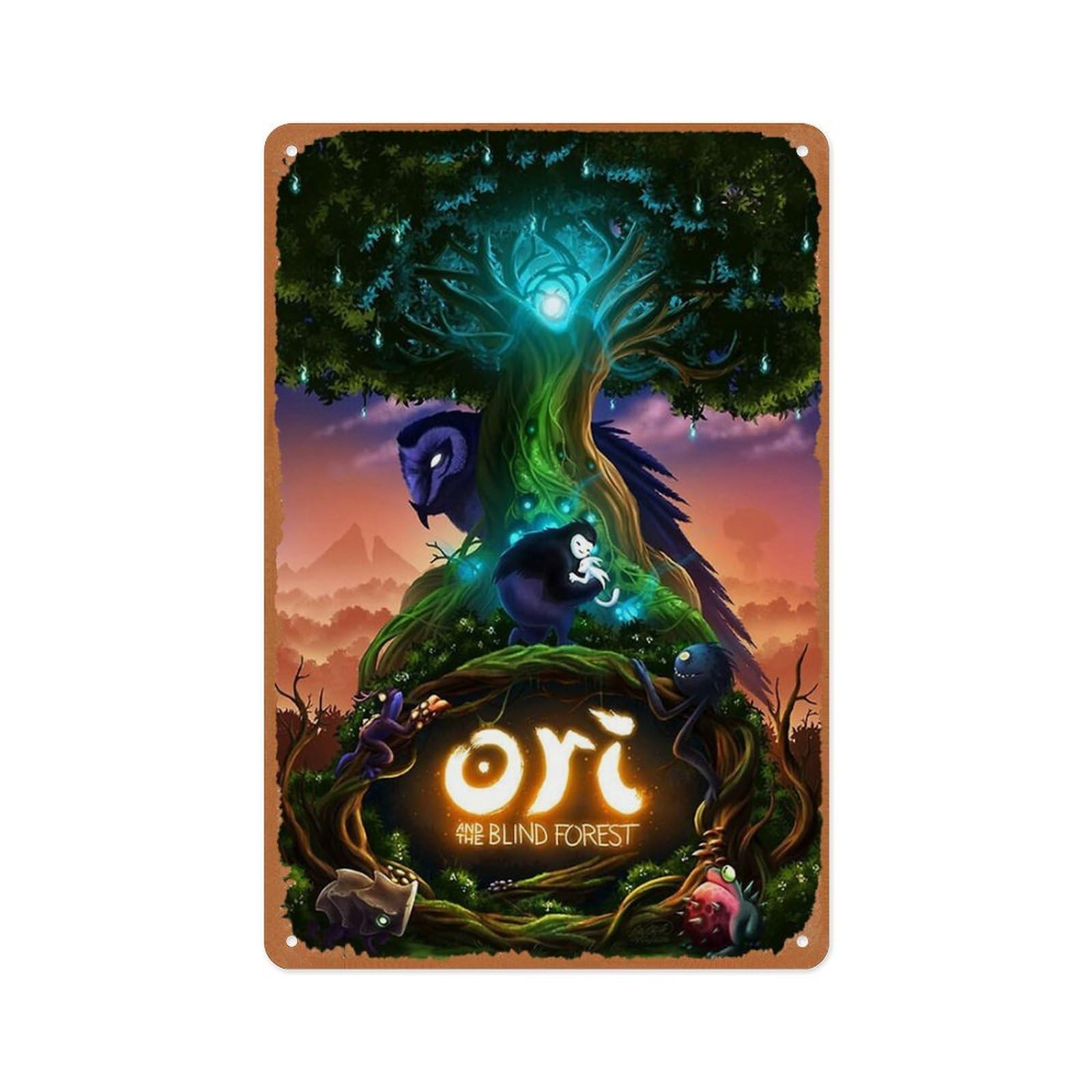 Wall Decor Sign - in The Forest - Ori And The Blind Forest Poster - 8X12 Inch Vintage Look Metal Sign,Bar, Man CAVE Art Decoration.