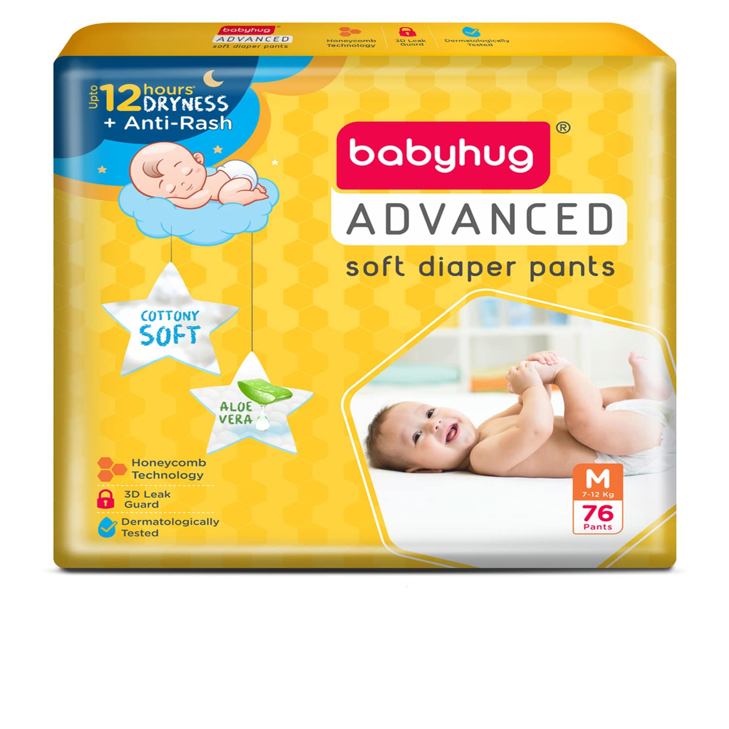 Babyhug Polyethylene Advanced Pant Style Diapers Medium (M) Size - 76 Pieces-image-4