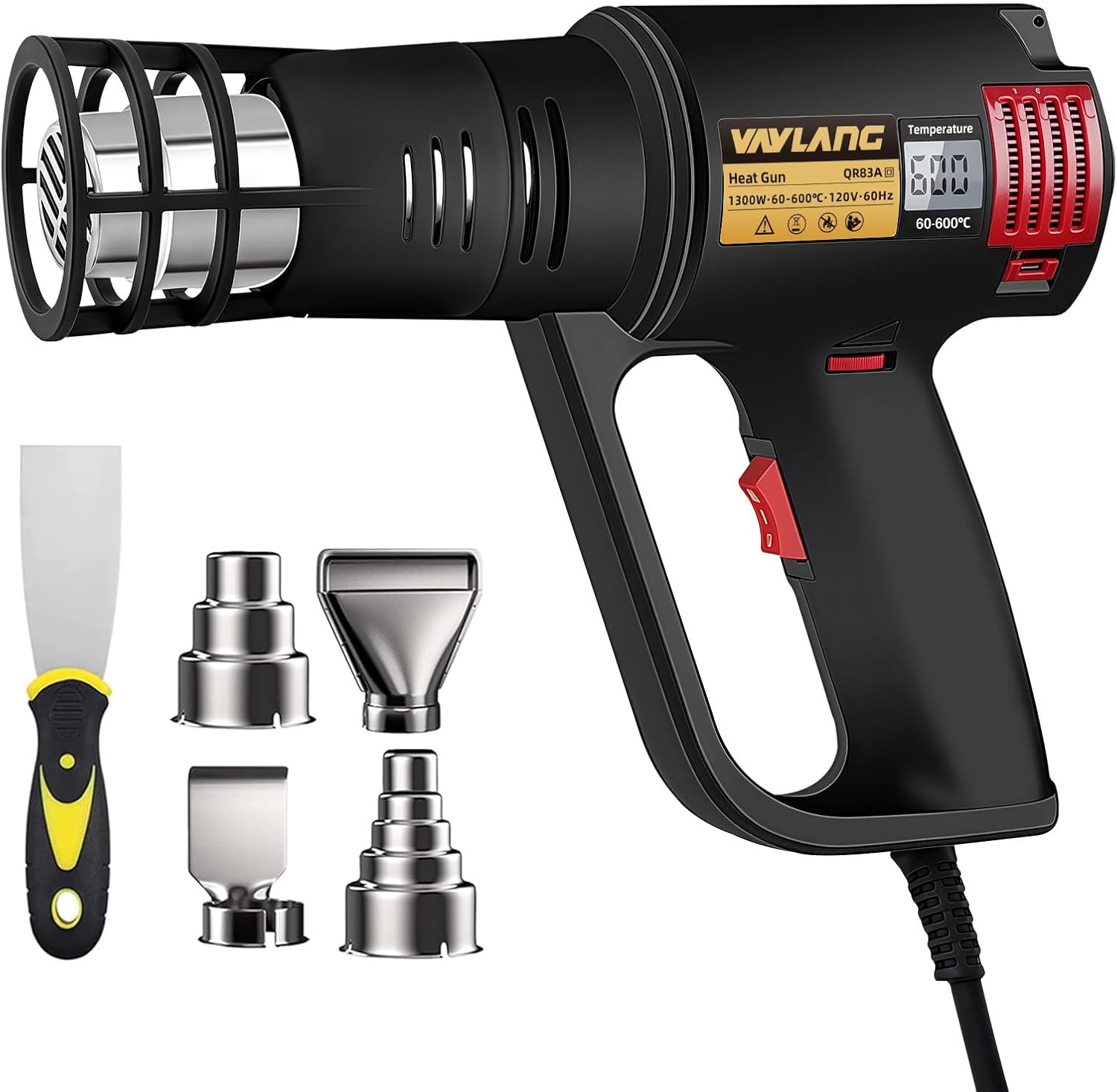 Heat Gun 2000W with Open Cage Heat Shield, LCD Display, Precision Control