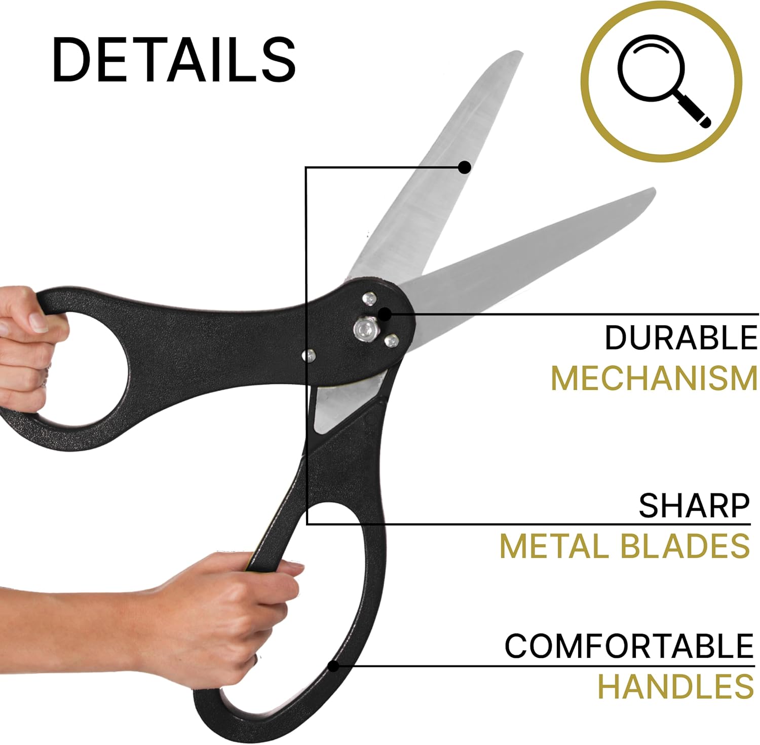 Big Grand Opening Party Supplies - Black Giant 20 Inch Scissors for Ribbon Cutting and Red Satin Ribbon for Special Events Business Openings and Inaugurations