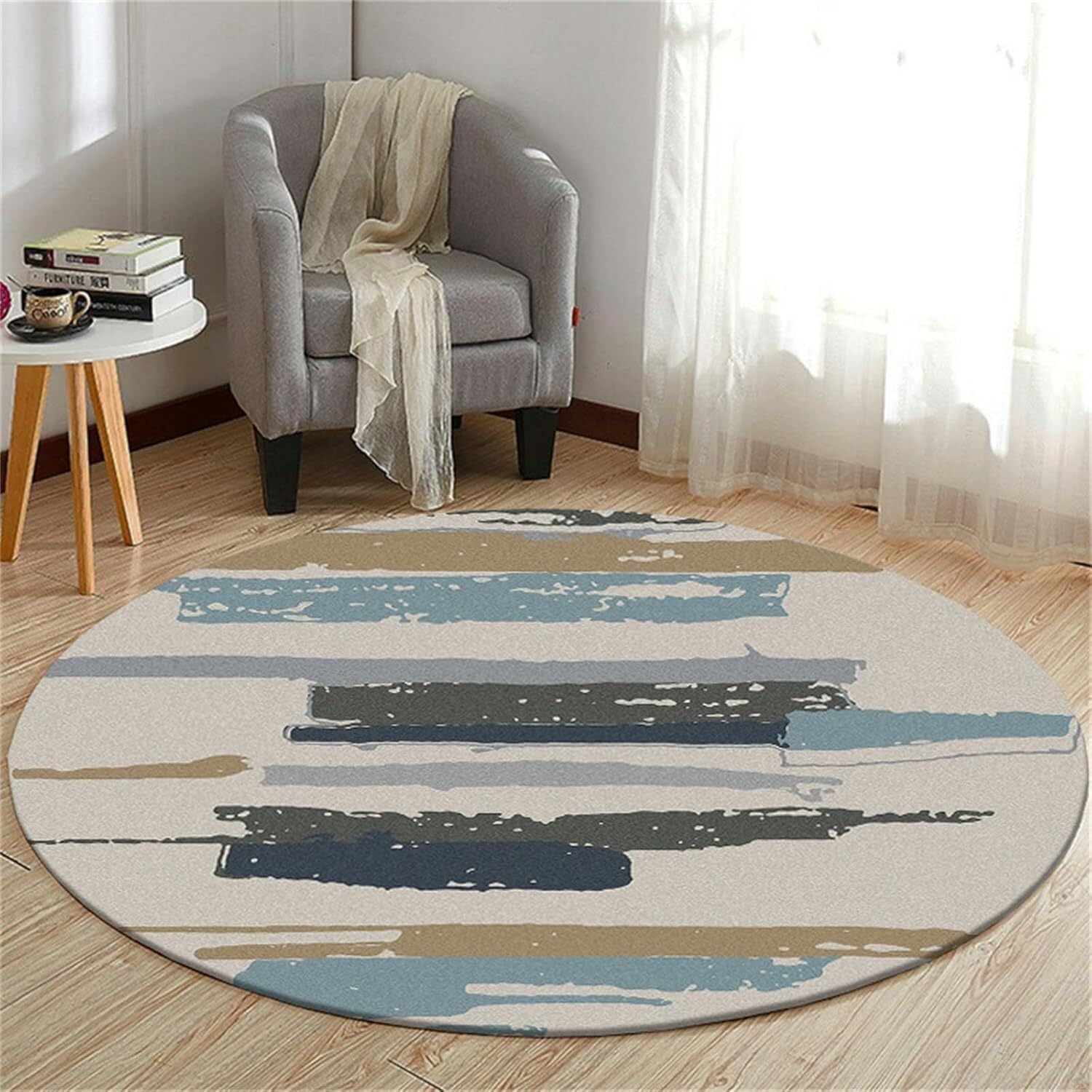 WaiDXn Circular Abstract Geometric Design, Modern Bohemian Style, Living Room Decorative Rug(B,60cm)