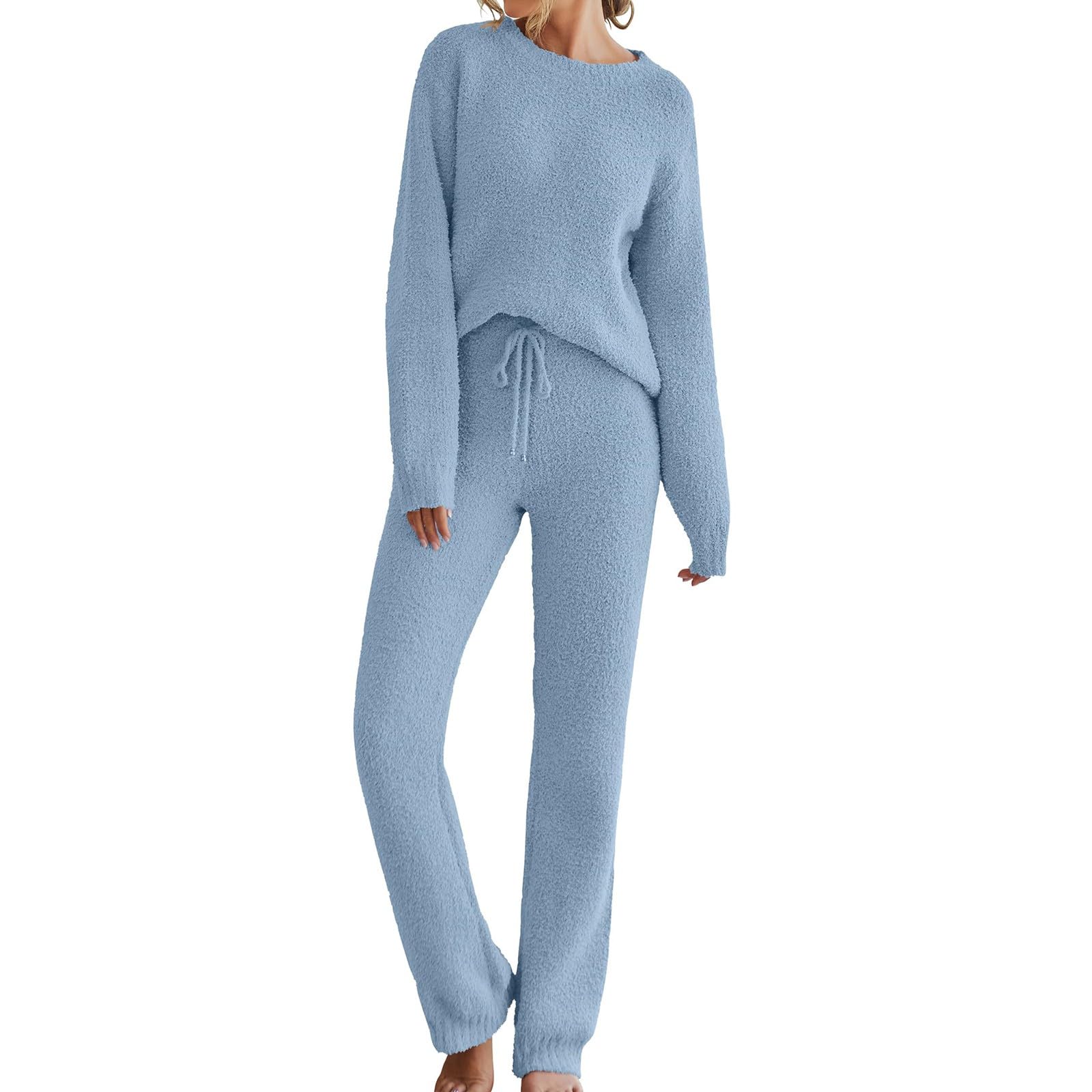Tuta Da Lavoro Donna 2 Pezzi Completi Da Ginnastica Manica Lunga Girocollo Tuta Sportiva Completo Palestra Casual Set Top E Pantaloni a Gamba Larga Tute Per Jogging Yoga Fitness Da Casa Autunno