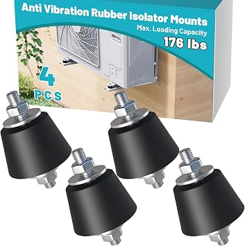 4 Pack Anti Vibration Rubber Isolator Mounts, Rubber Studs Shock Absorber, M8 Vibration Isolation Mount for Air Compressors, Mini Splits, Engines, Water Pumps, S