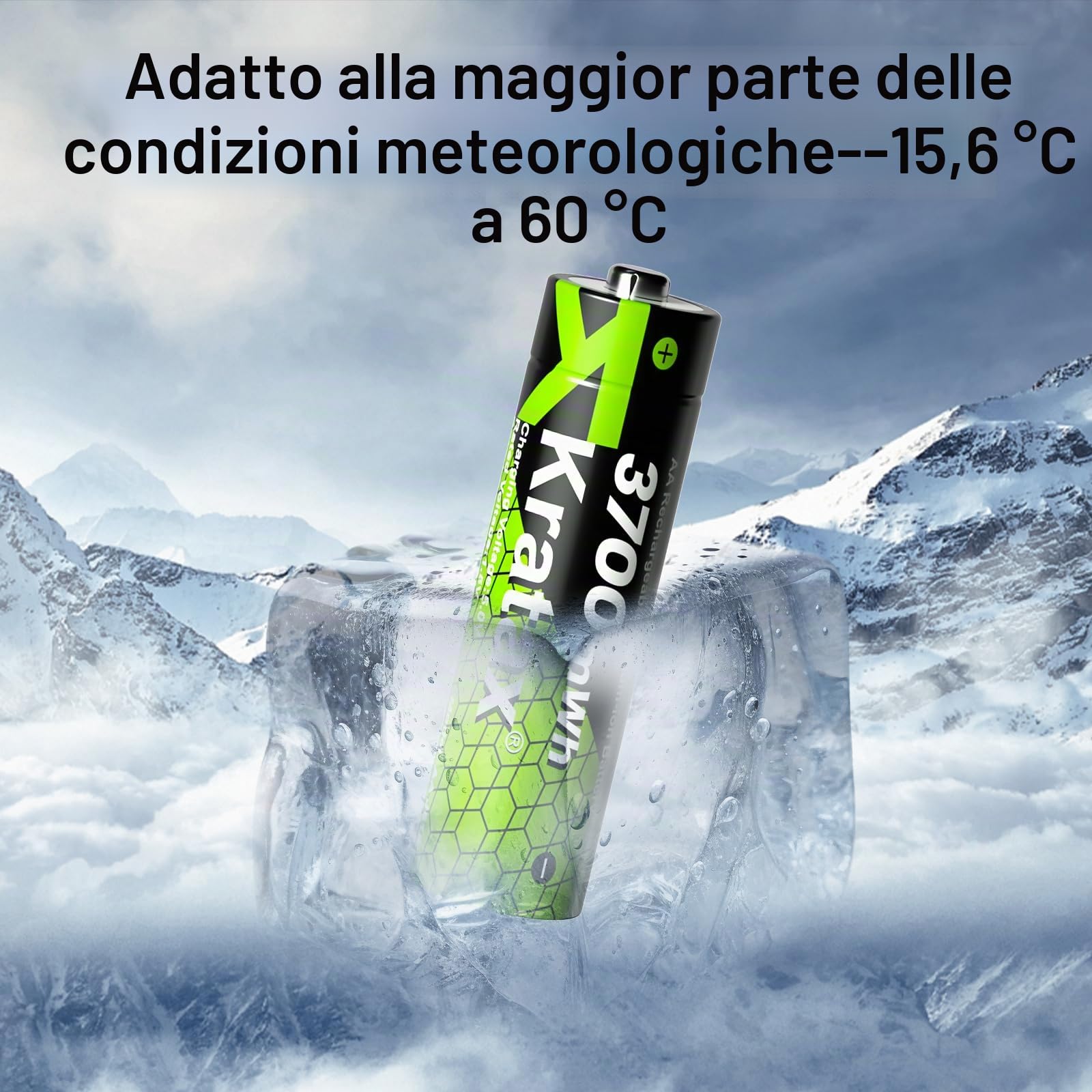 Kratax Batteria ricaricabile AA al litio, confezione da 12 con caricatore, batterie AA ad alta capacità, 1,5 V, 3700 mWh, 2000 cicli di ricarica, batterie AA agli ioni di litio ricaricabili con
