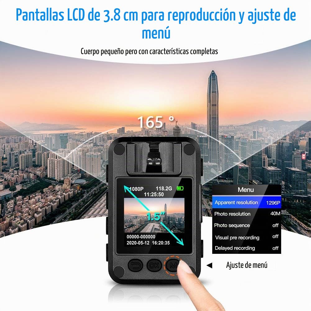 BOBLOV N9 Body CAM Mini, cámara Corporal de 64 GB Full HD 1296P, pequeña cámara Corporal policial con visión Nocturna portátil para protección Diaria o Viajes al Aire Libre, el Cuerpo más pequeño