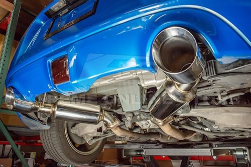 Miniatura 2 de Reemplazo para Nissan Z34 370Z 2009-2021 de acero inoxidable anodizado plateado silenciador eje trasero 4.5 pulgadas doble pared doble puntas escape
