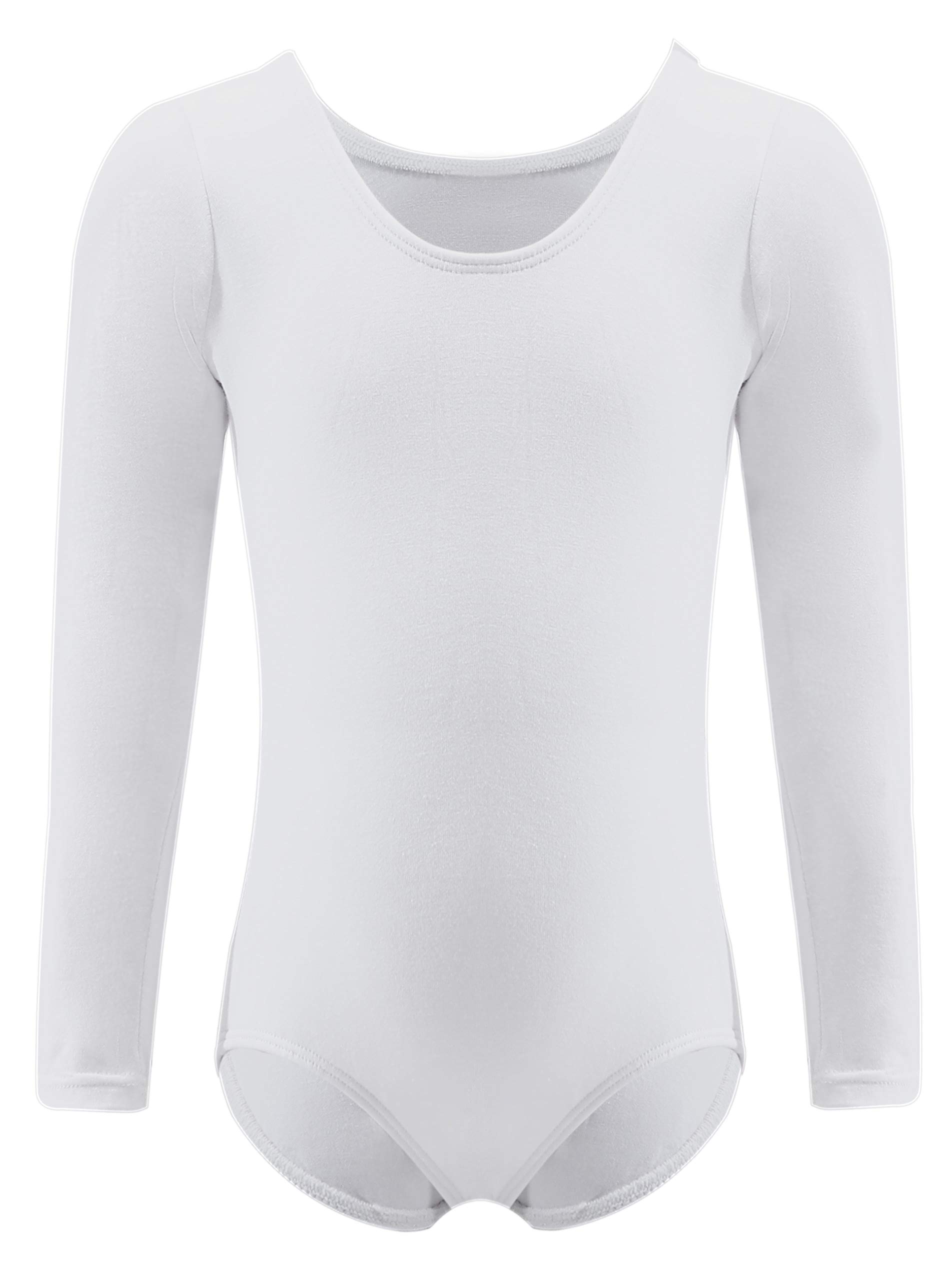 Dancina Leotard Long Sleeve Ballet Gymnastics Front Lined Cotton Bodysuit for Toddlers & Kids Ages 2-10