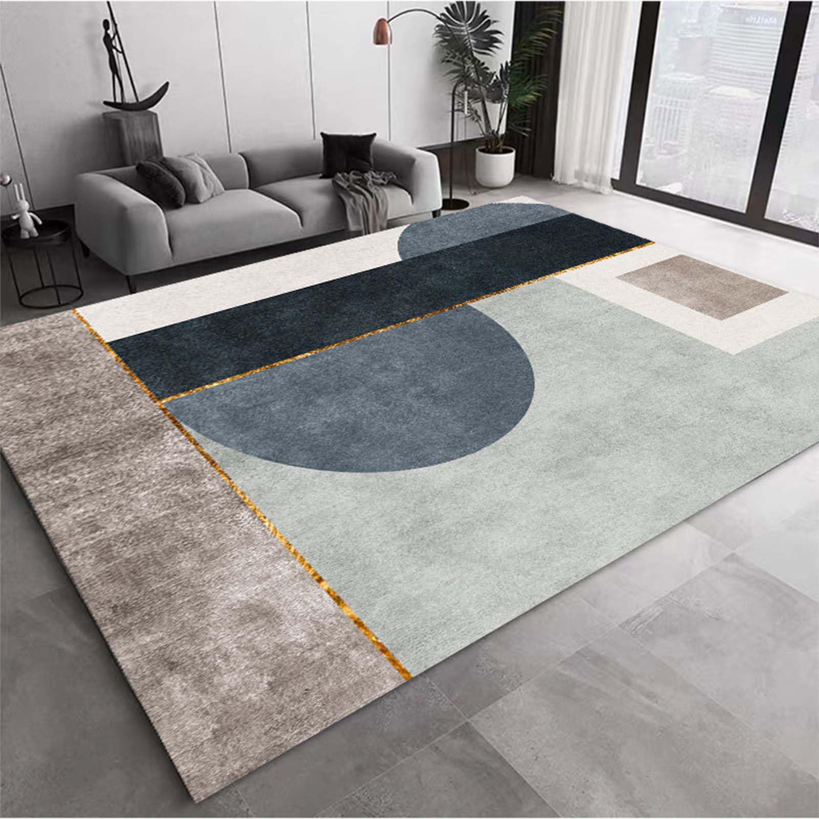 Living Room Rug Living Room Square Modern Cubic Washable Area Rug Abstract Soft Faux Short Pile Extra Large Area Rugs for Bedroom Dining Room Non Slip Non Shedding Rug,O,140CM*200CM