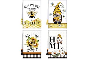 4 Pcs Bee Kitchen Towel Honey Bee Dish Towels Honeycomb Bath Tea...