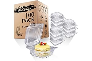 Clear Plastic Clamshell Takeout Containers (5" x 4.7" x 2.8") - Pack of 100