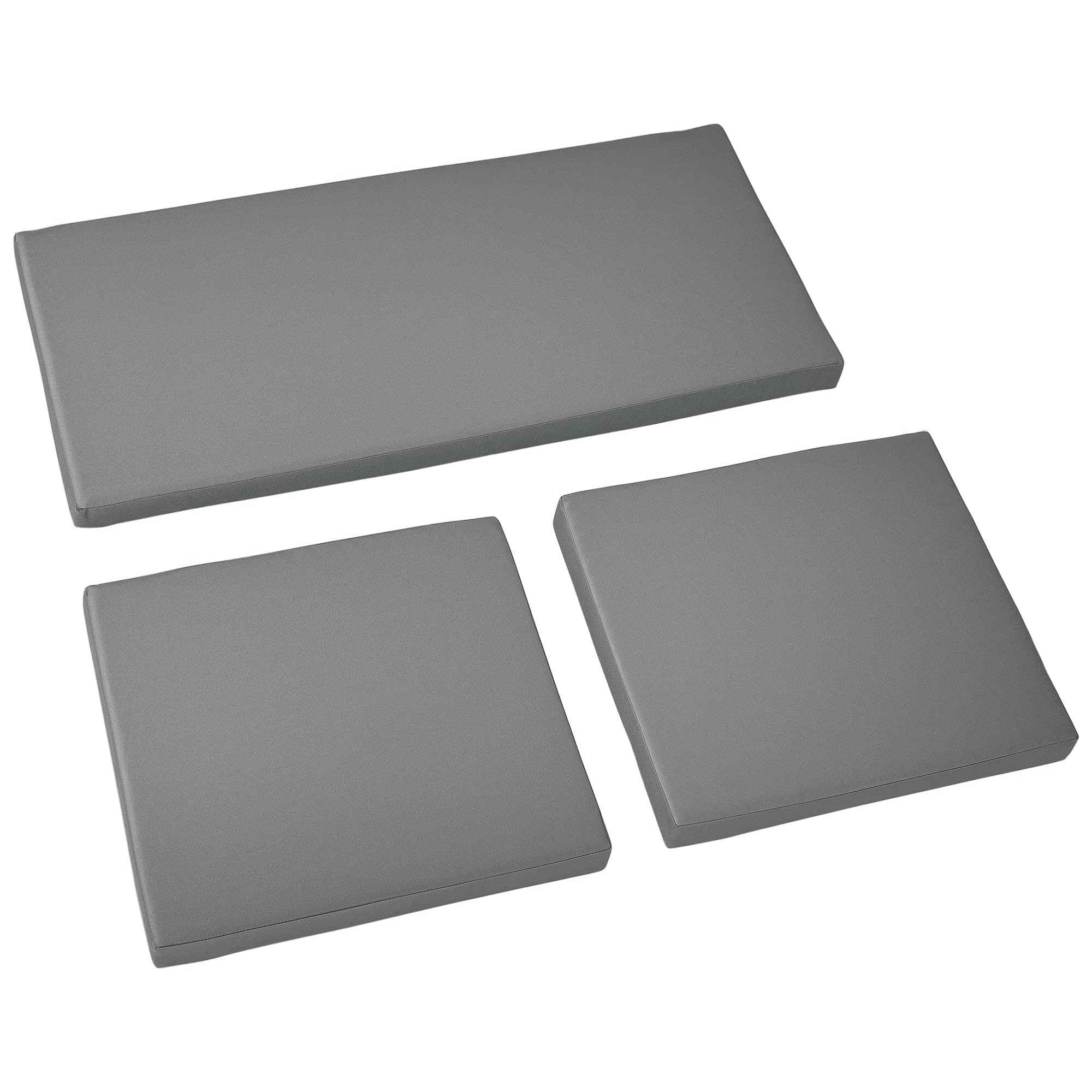 3 Piece Outdoor Cushion Pad Set for Garden Furniture Cushions - Dark Grey