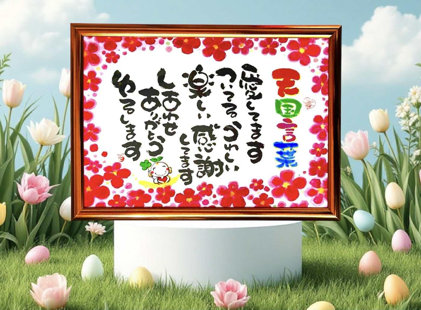 Amazon.co.jp: 斎藤一人さん 天国言葉 筆文字アート, 桜の花柄,A4