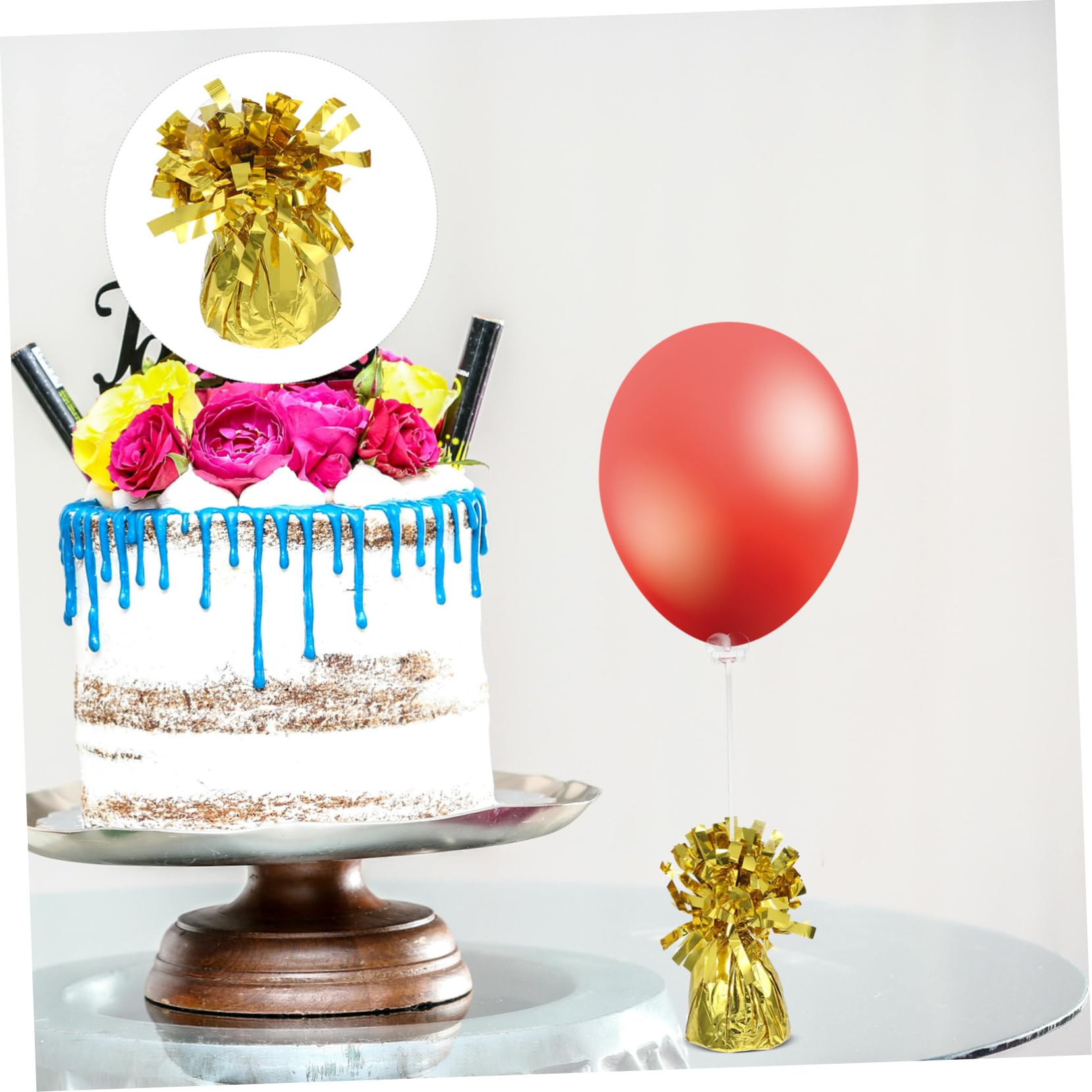 MAGICLULU 6 Ballonbeschwerer in Gold 6stücke aus Pvc und Zement für Ballongewicht Anhänger bei Hochzeit Jubiläum und Themenpartys