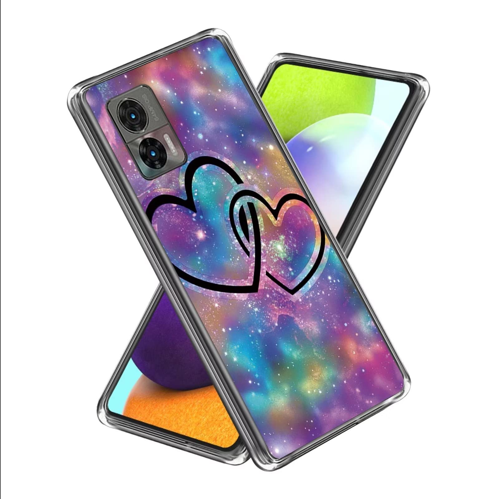 JIAFEI Cover Per Motorola Edge 30 Neo/Edge 30 Lite - Custodia Traslucida Con Anello Magnetico Girevole 360°, Blu Cielo