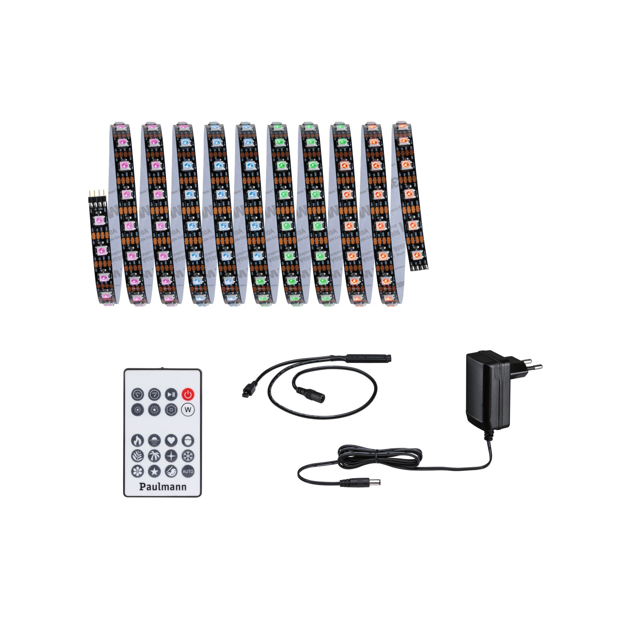 Paulmann 78887 Strip LED Set 3 m Dynamic Rainbow RGB IP20 12V DC incl. 1x5 Watt dimmerabile bianco plastica 5 W, 3m