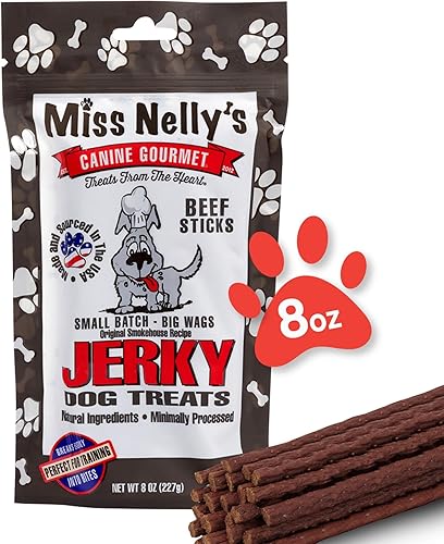 Miss Nelly's - Golosinas de carne seca para perros totalmente naturales - Palitos blandos - Hecho y obtenido en Estados Unidos - Receta original de