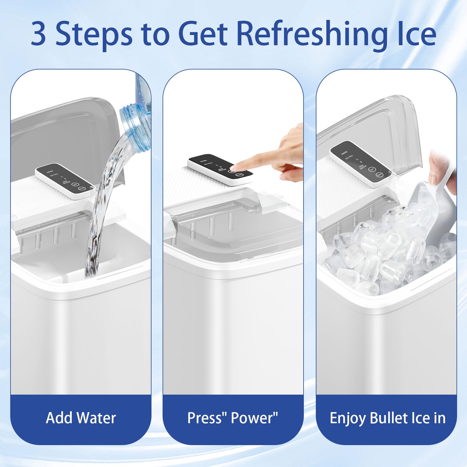 Dollardash 26lbs Per Day Portable Countertop Ice Maker, Self-Cleaning 2 Sizes Of Bullet Ice Machine With Scoop And Basket, 9 Cubes In 6 Min,Ideal For Home/Kitchen/Bar/Camping (Home, 26lbs/Day) on Fridge.com - View 6
