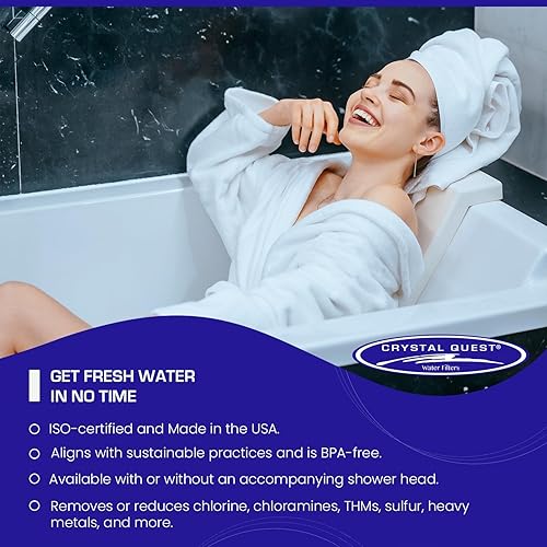 Miniatura 3 de Crystal Quest Filtro de ducha sin cabezal de ducha, cromado, filtración avanzada de múltiples etapas para agua más limpia, elimina el cloro, metales