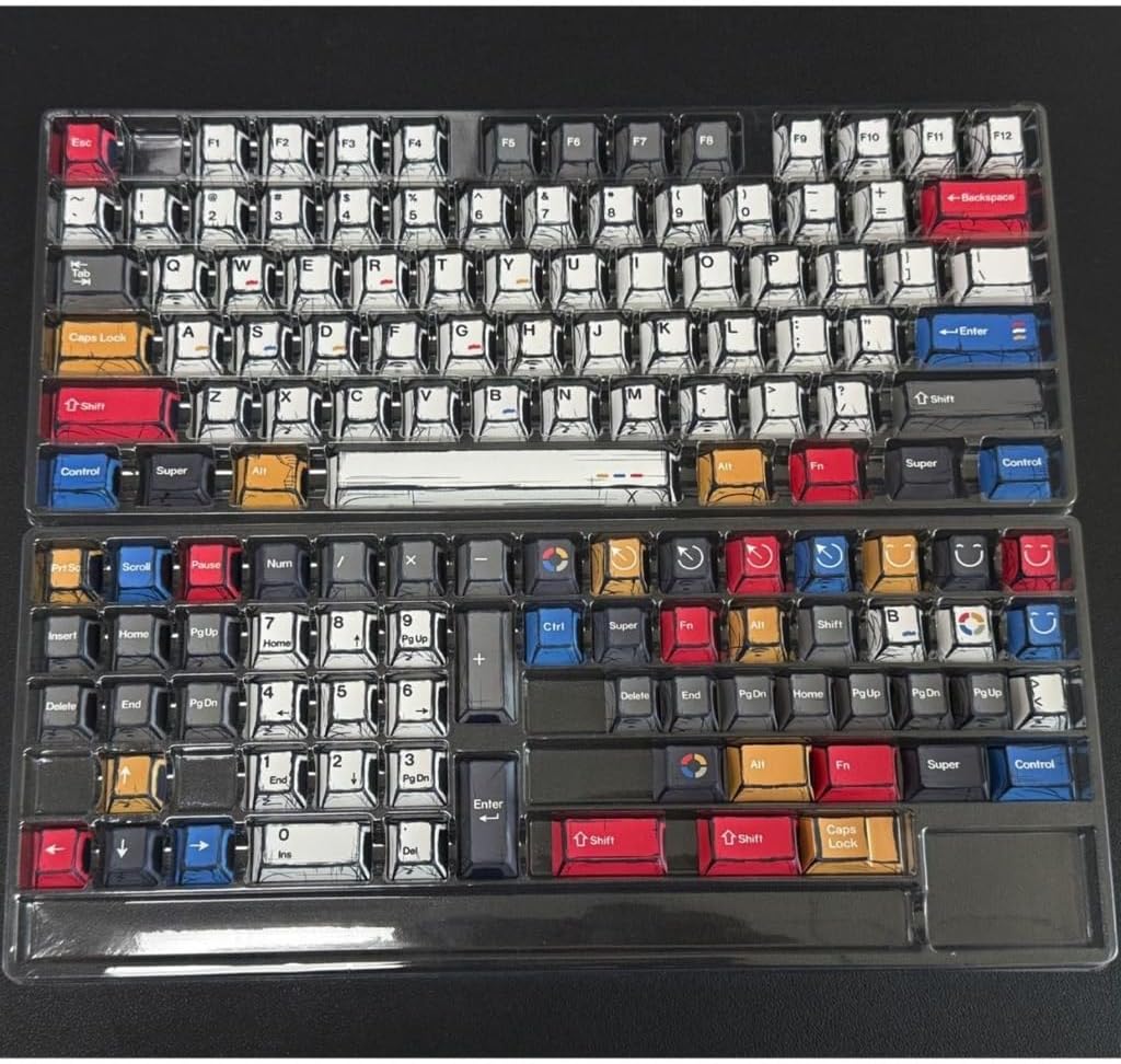 136Keys/set Comics Mixed Lights Dye Sublimations Keycap PBT Original Profile Keycaps for Mechanical Keyboards