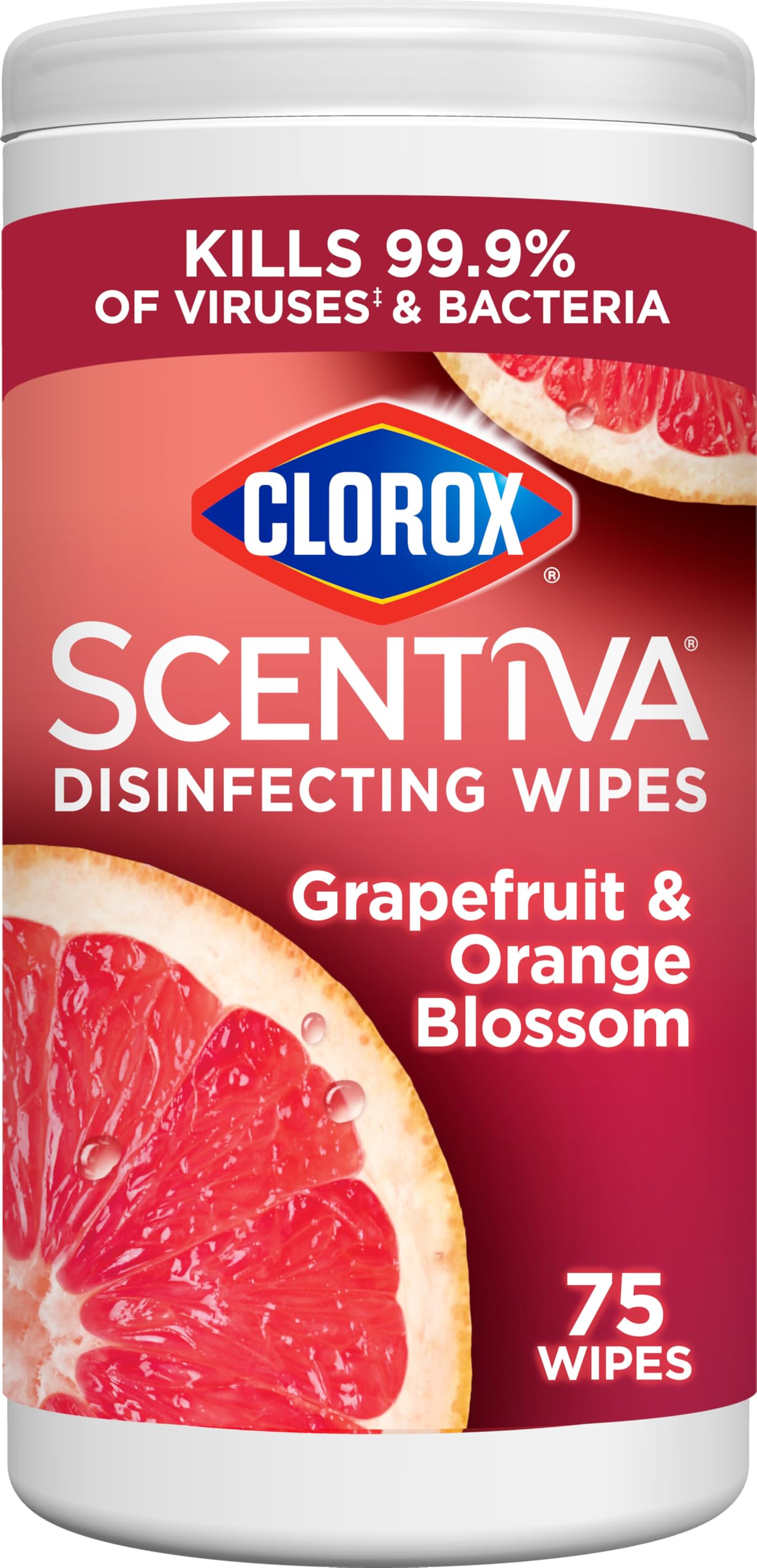 Clorox Scentiva Disinfecting Wipes Grapefruit and Orange Blossom 75 Count Each Pack May vary